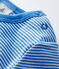 T-shirt bebè a maniche corte millerighe in cotone biologico blu BRASIER/grigio MARSHMALLOW