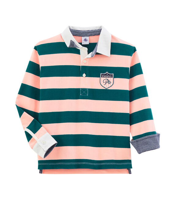 Rugby polo bambino verde PINEDE/rosa ROSAKO