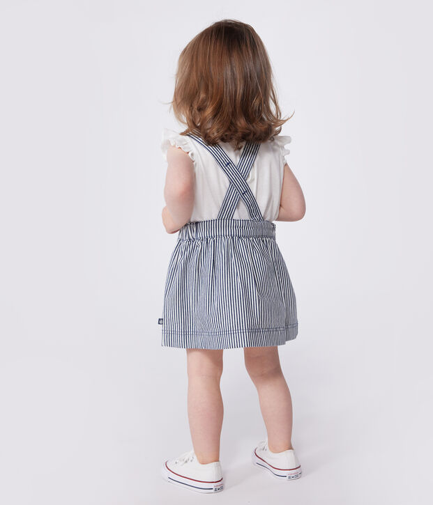 Abito salopette in cotone a righe neonato blu/bianco