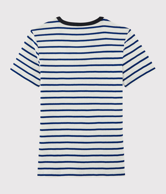 T-shirt scollo a V iconica Donna bianco MARSHMALLOW/blu SURF