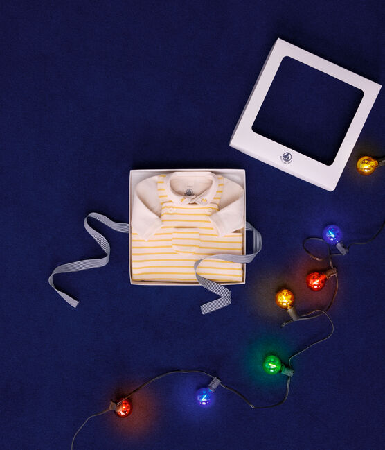 Set completo di salopette e body in cotone per neonato giallo AVALANCHE/bianco DAISY
