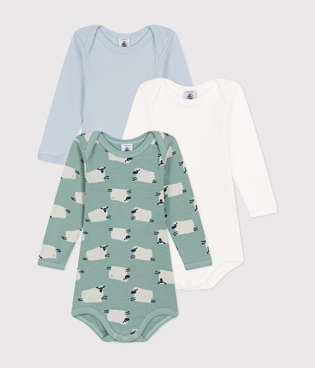 Confezione da 3 body a maniche lunghe in cotone con pecore stampate neonato multicolore