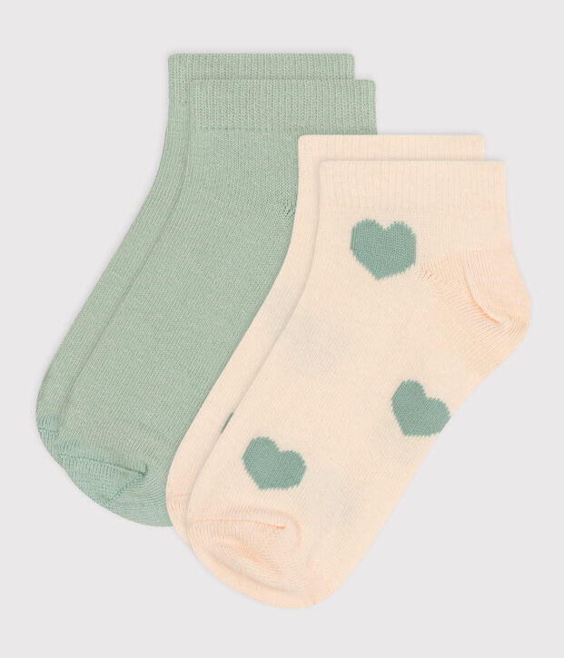 2 paia di calzini bambino in cotone a cuori multicolore