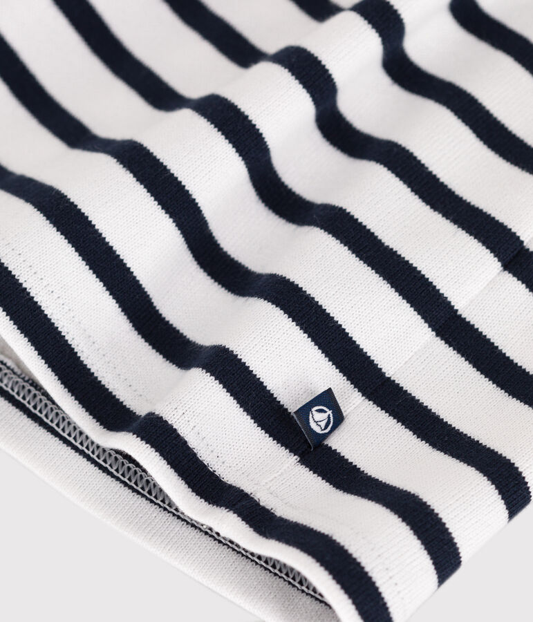 Abito a maniche lunghe in cotone spesso a righe neonato bianco MARSHMALLOW/blu SMOKING