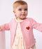 Cardigan in cotone tinta unita con stemma a cuore neonato rosa