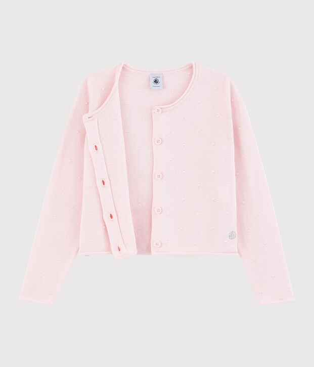 Cardigan tricot in cotone bambina rosa