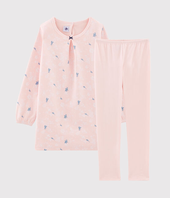 Camicia da notte a manica lunga con fantasia pinguino bambina in jersey double face rosa MINOIS/bianco MULTICO
