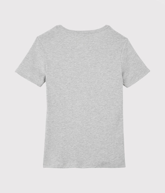 T-shirt scollo a V iconica in cotone Donna grigio BELUGA CHINE