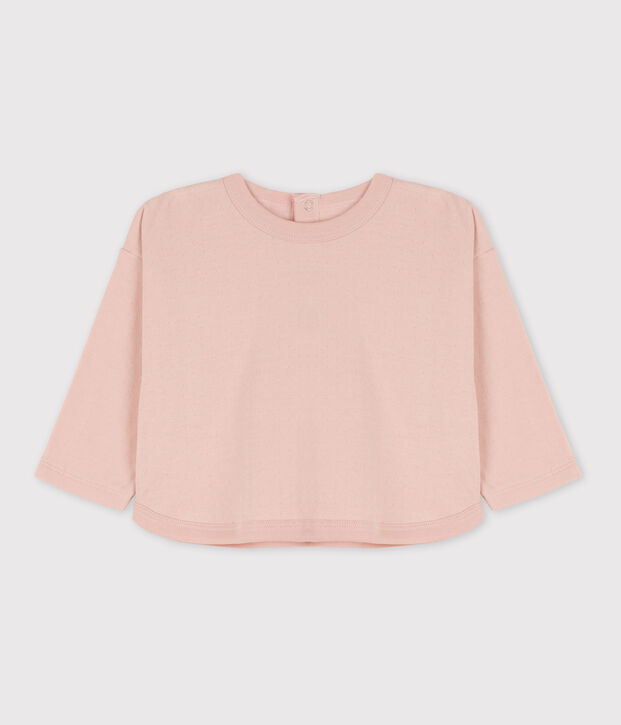 T-shirt maniche lunghe beb&egrave; in tubique rosa