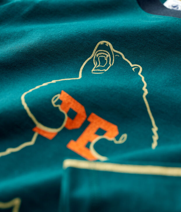 T-shirt bambino a maniche lunghe in cotone verde