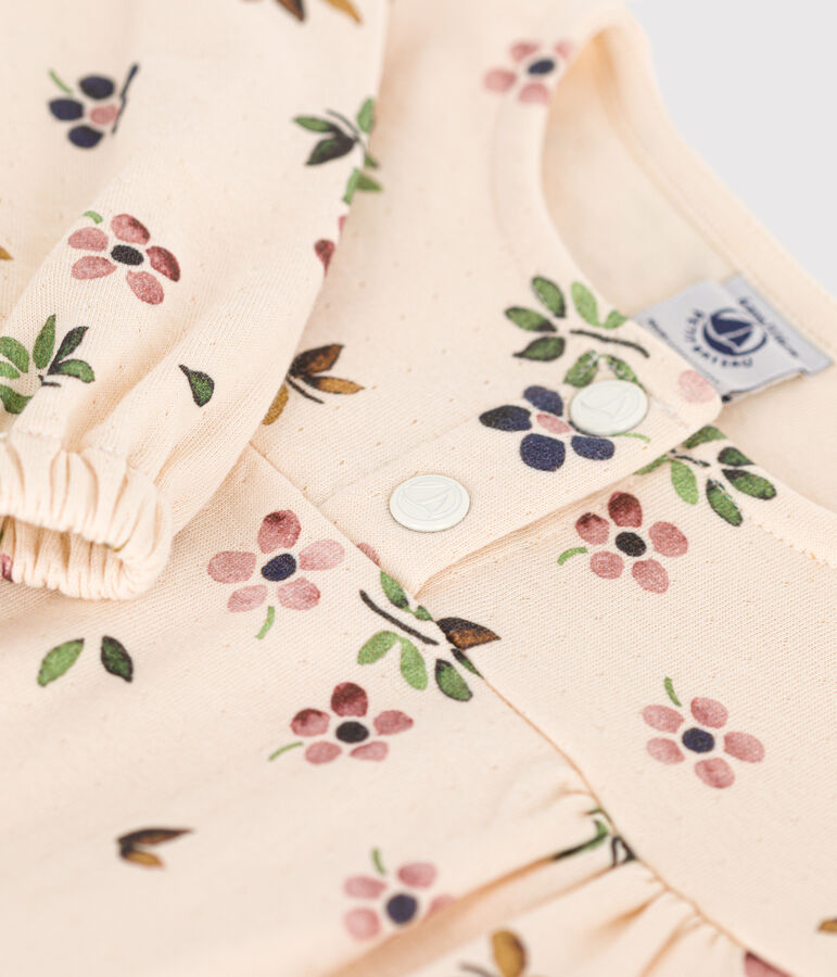 Blusa a maniche lunghe in tubique bambina ecru/multicolore