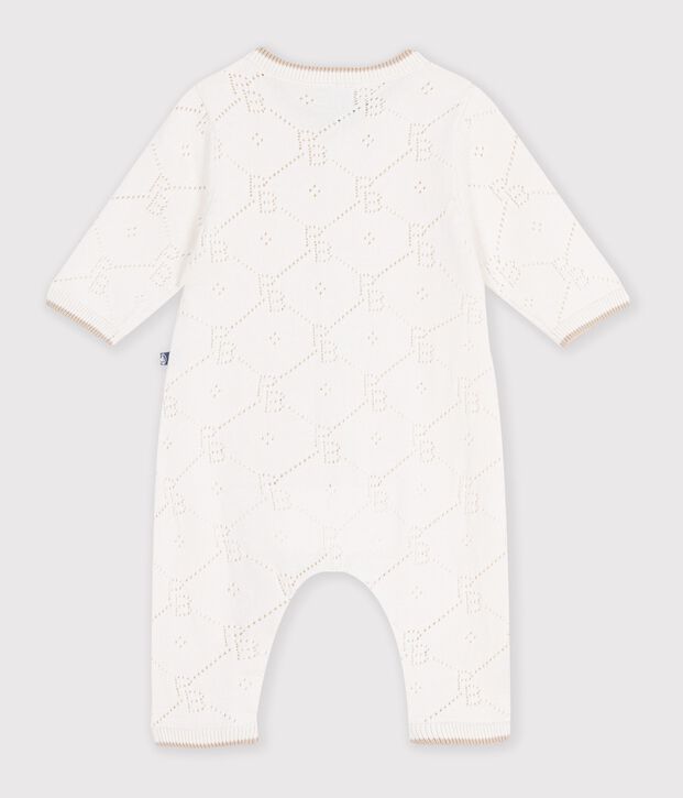 Tutina lunga in maglia di cotone traforata neonato MILK