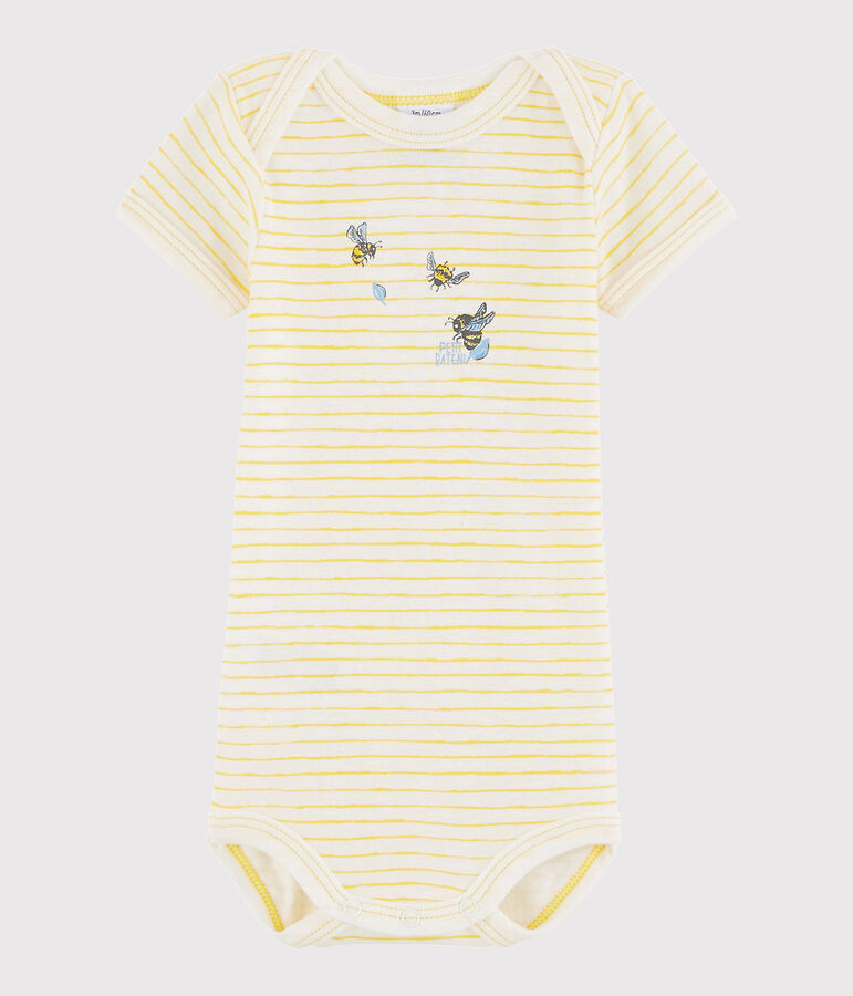 Body a manica corta beb&egrave; unisex bianco MARSHMALLOW/giallo JAUNE