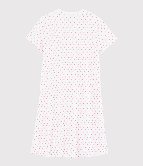 Camicia da notte pois rosa bambina-donna in cotone bianco MARSHMALLOW/rosa GRETEL