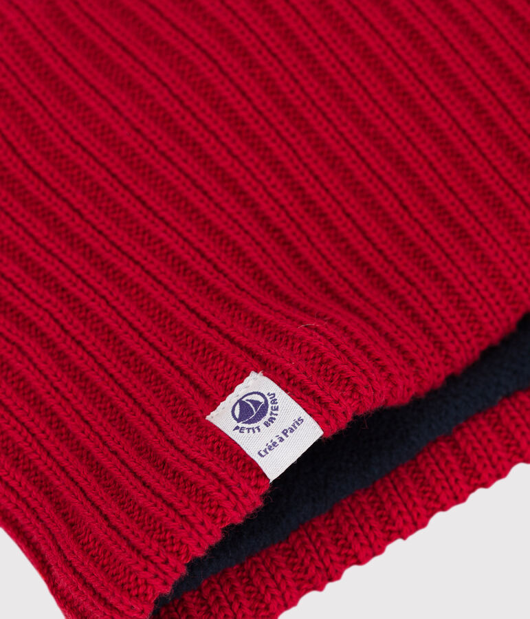 Snood in maglia beb&egrave; foderato in pile riciclato rosso