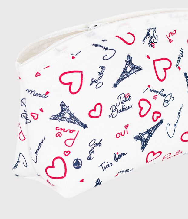Pochette in cotone con stampa Parigi neonato bianco/multicolore