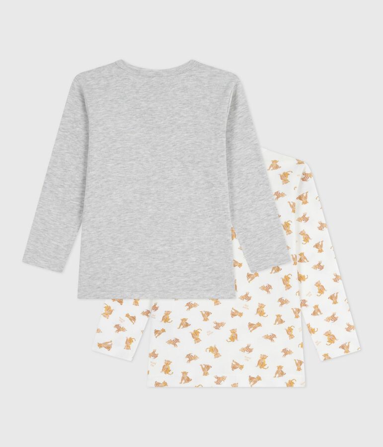 Set di T-shirt a maniche lunghe in cotone con leopardi stampati bambino multicolore