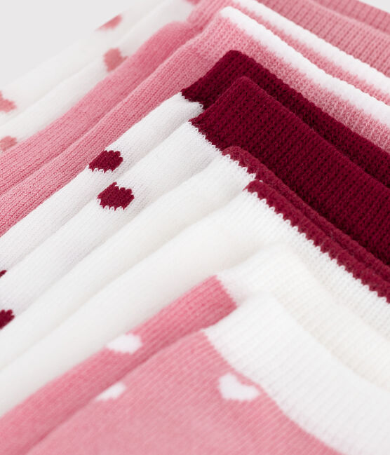 5 paia di calzini in cotone tinta unita con stampa a cuori bambina variante 1