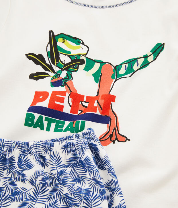 Pigiama corto bambino a costine bianco/multicolore