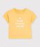 T-shirt a maniche corte in cotone tinta unita con motivo neonato giallo