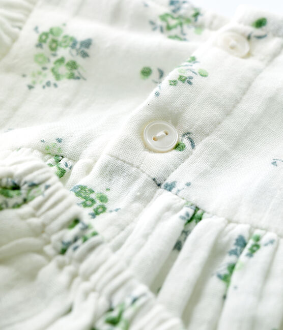Abito bebè con bloomer in garza di cotone biologico a fiori bianco MARSHMALLOW/bianco MULTICO