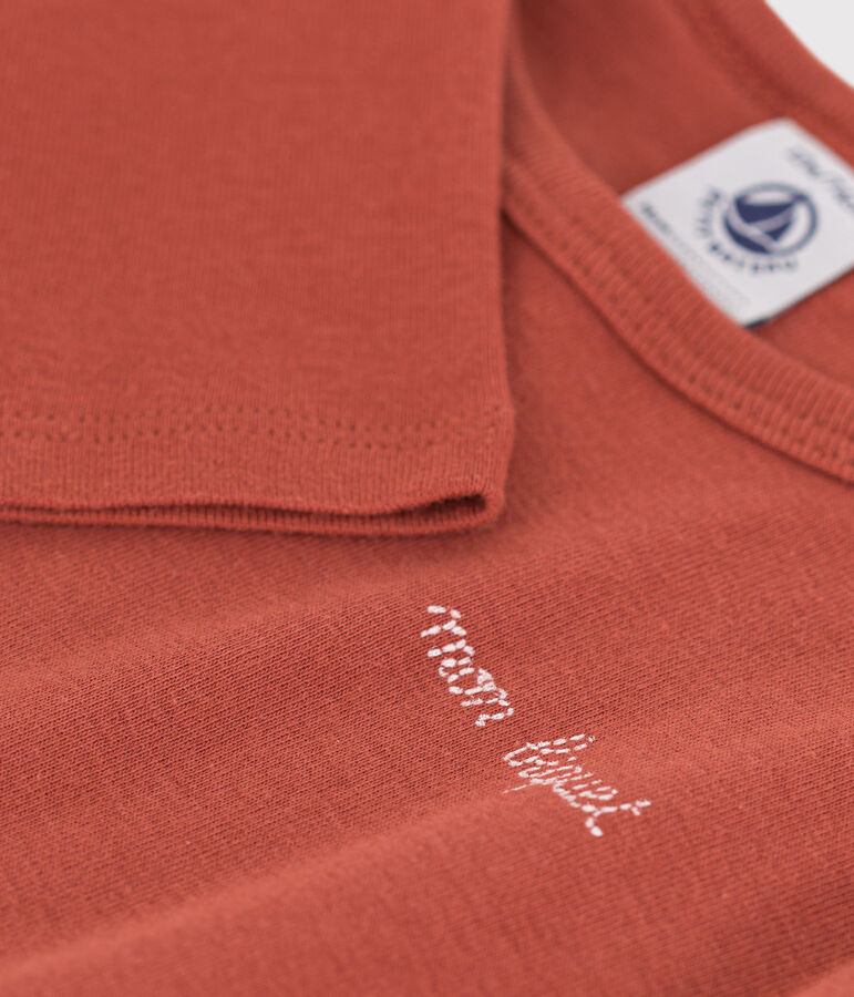 T-shirt a manica lunga in cotone per beb&egrave; marrone