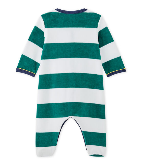 Tutina per bebè bambino in velluto a righe verde OLIVIER/bianco ECUME