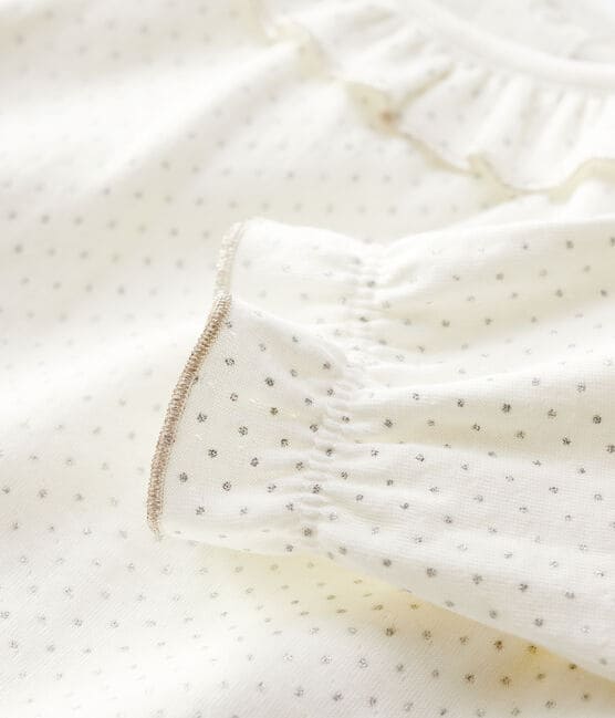 Blusa in cotone bebè. bianco MARSHMALLOW/grigio ARGENT