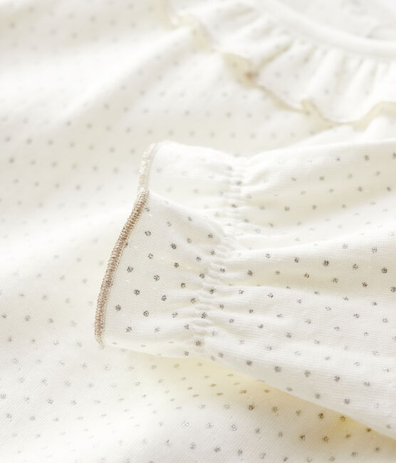 Blusa in cotone bebè. bianco MARSHMALLOW/grigio ARGENT