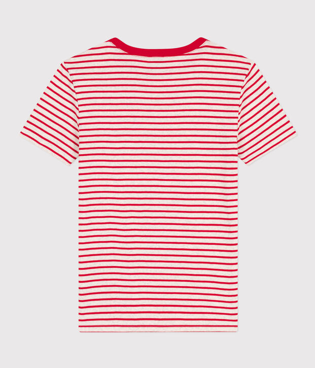 T-shirt L'ICONIQUE girocollo in cotone Donna beige/rosso