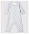 Body-pigiama senza piedi bebè in cotone biologico grigio POUSSIERE/bianco MARSHMALLOW