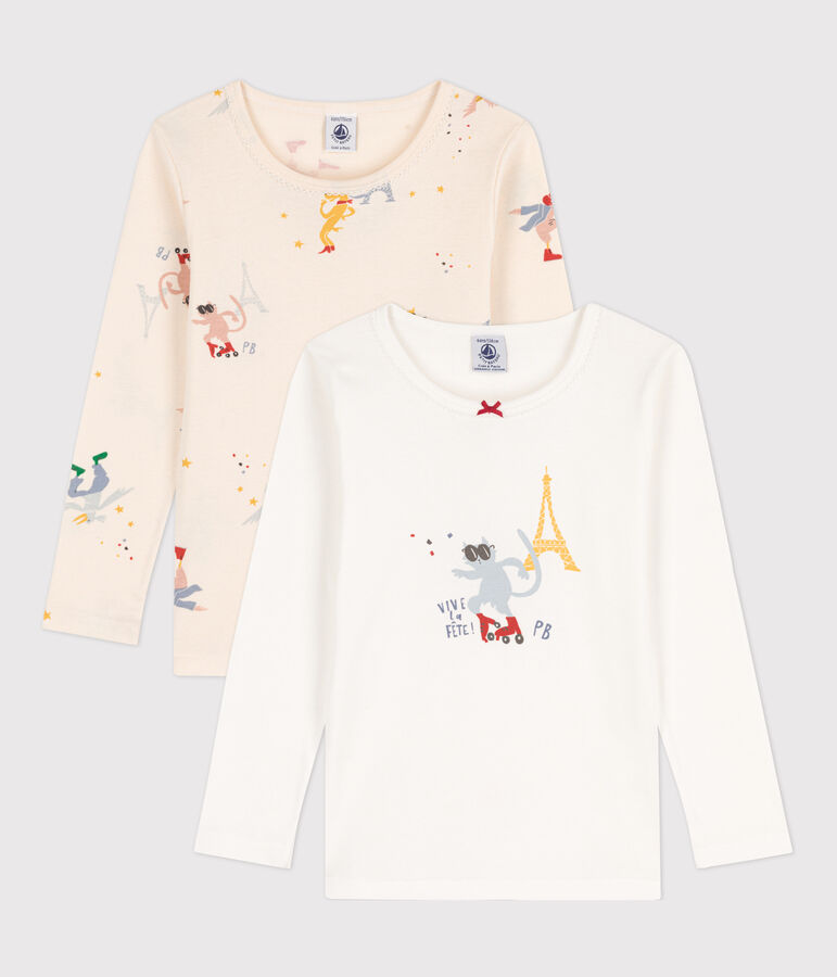 Confezione da 2 T-shirt a maniche lunghe bambina/bambino cotone multicolore