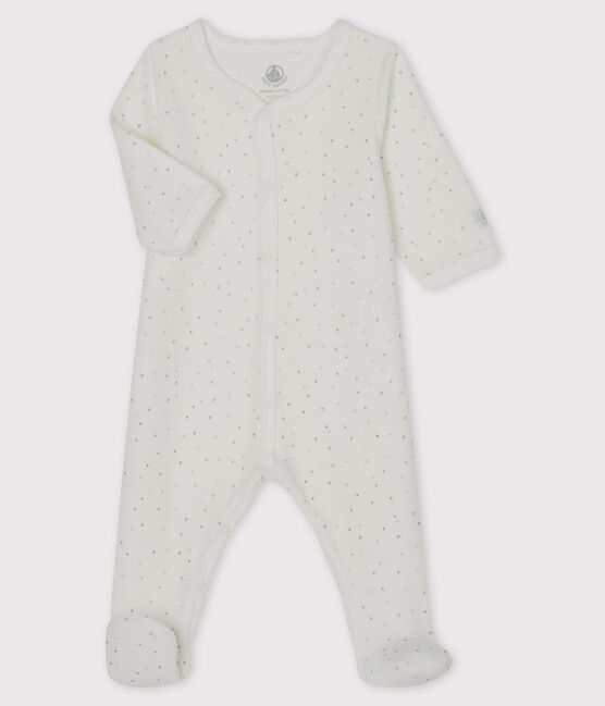 Tutina bianca con stampa stelle in velluto bianco MARSHMALLOW/bianco MULTICO