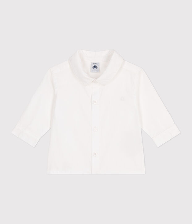 Camicia in cotone tinta unita neonato bianco