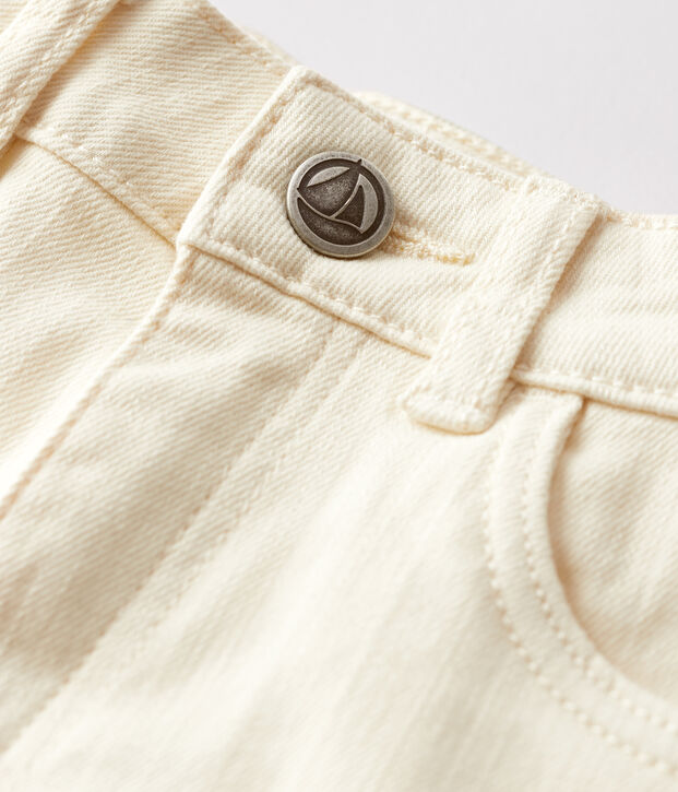 Short in denim bambina ecru