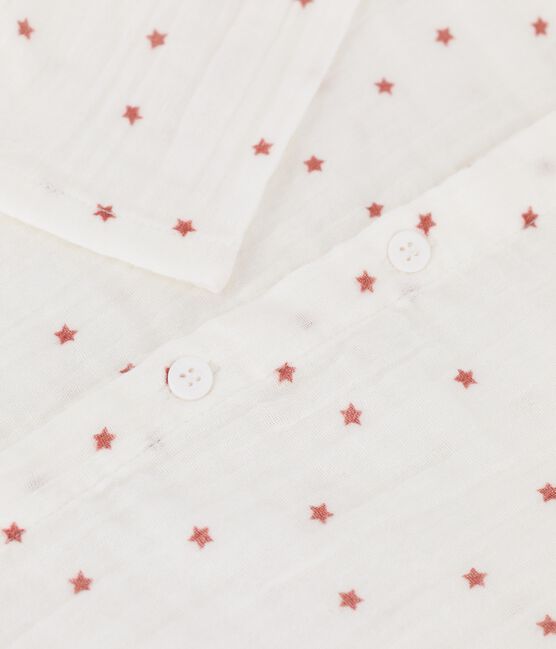 Camicia in garza di cotone biologico bebè bianco MARSHMALLOW/rosso OMBRIE