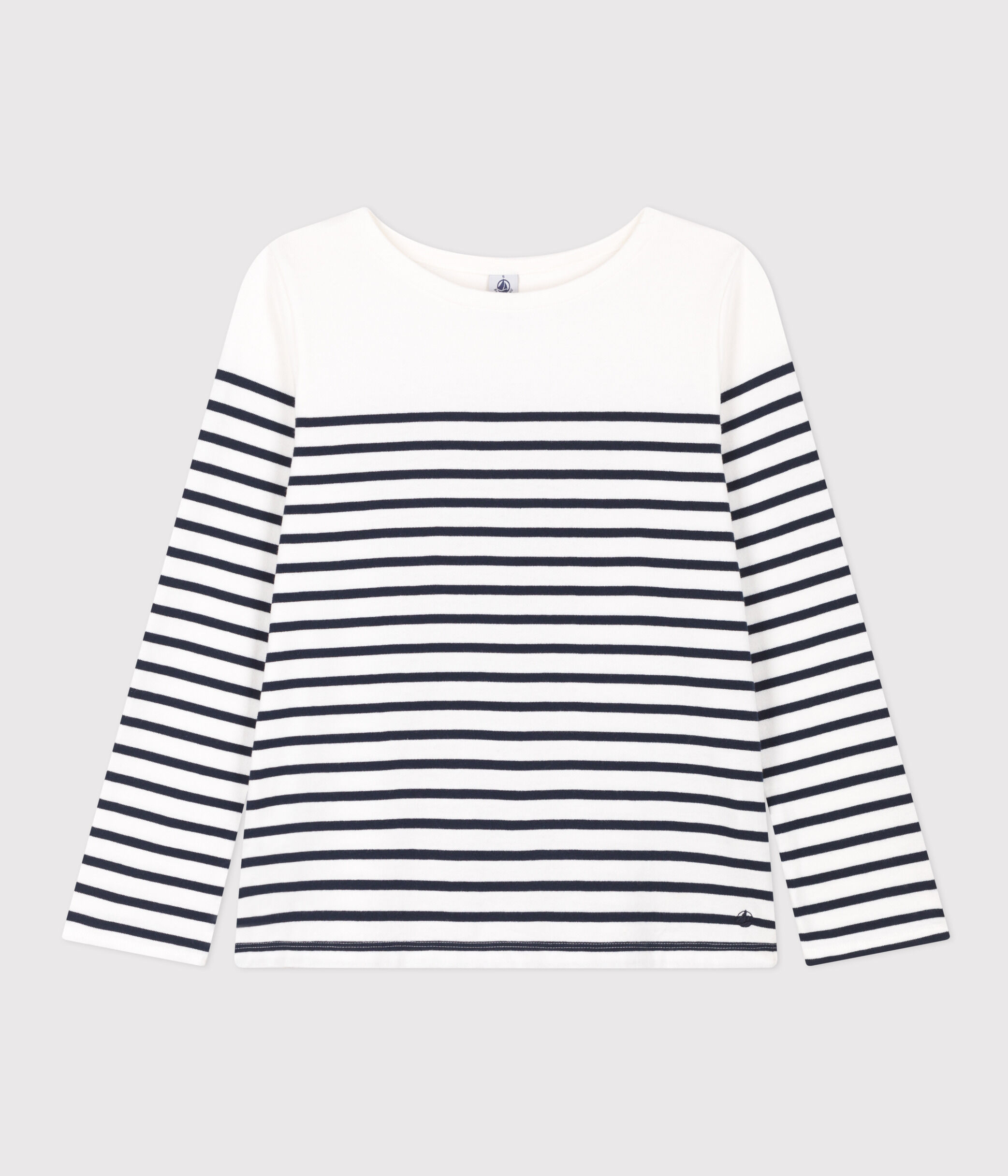 Marinière in cotone Donna MARSHMALLOW/SMOKING Petit Bateau