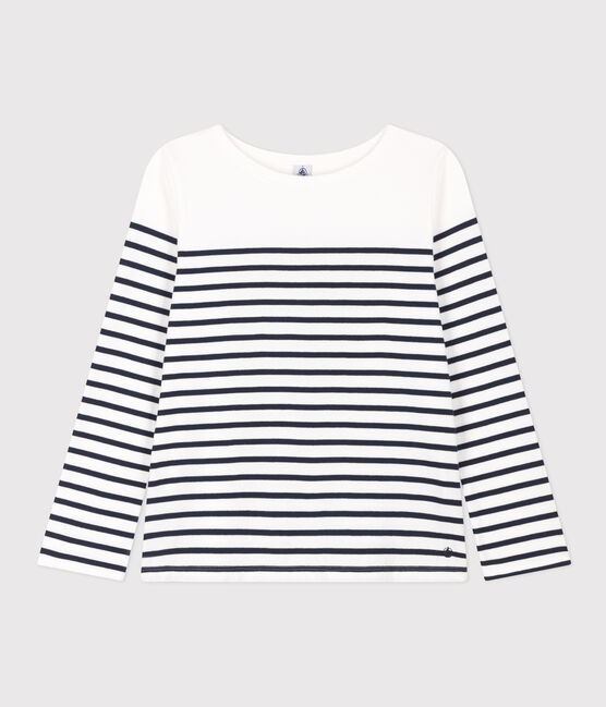 Marinière in cotone Donna MARSHMALLOW/SMOKING Petit Bateau