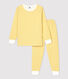 Pigiama bambina/bambino millerighe giallo in tubique di cotone biologico