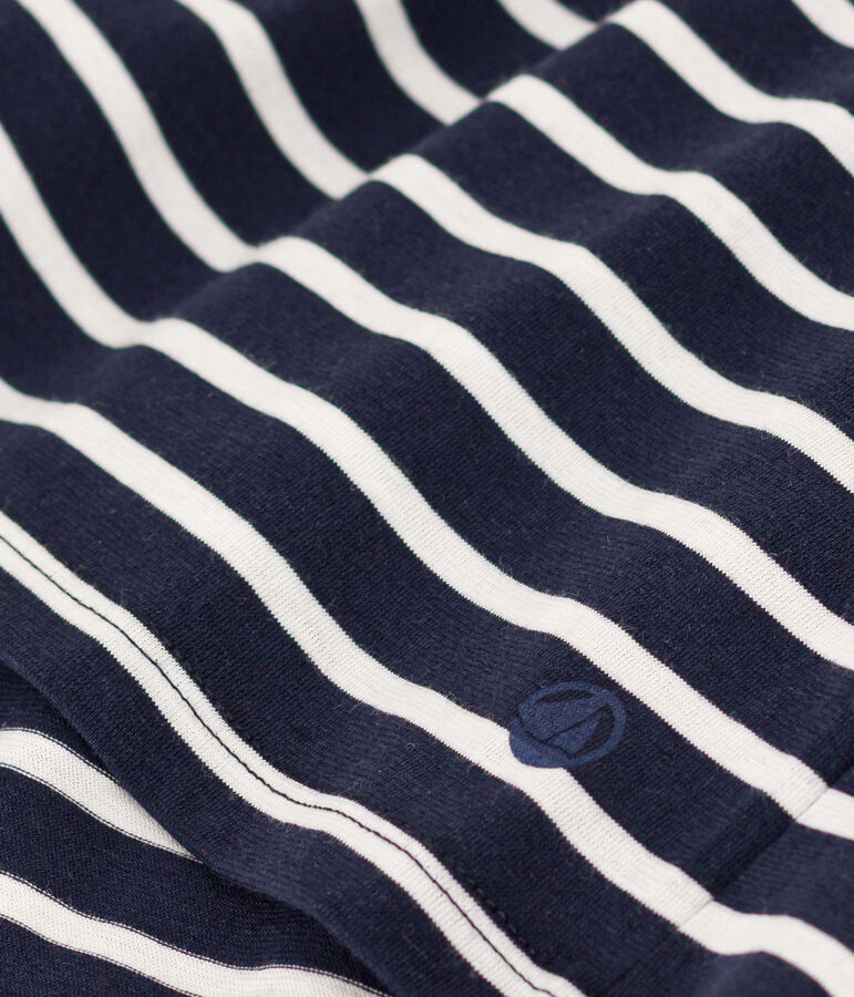 T-shirt LE DROIT scollo a V in cotone Donna blu SMOKING/bianco MARSHMALLOW