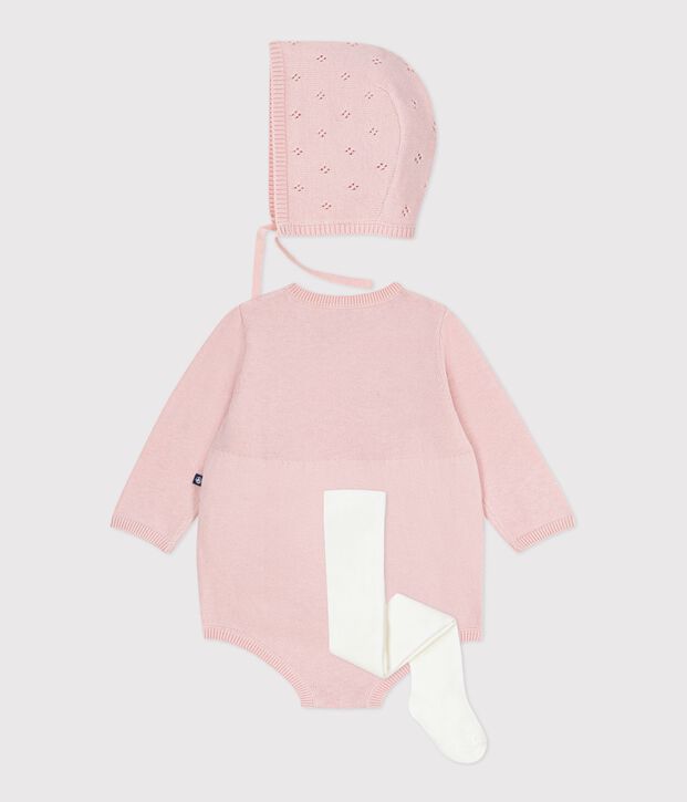 Set regalo con pagliaccetto e collant in maglia neonata multicolore