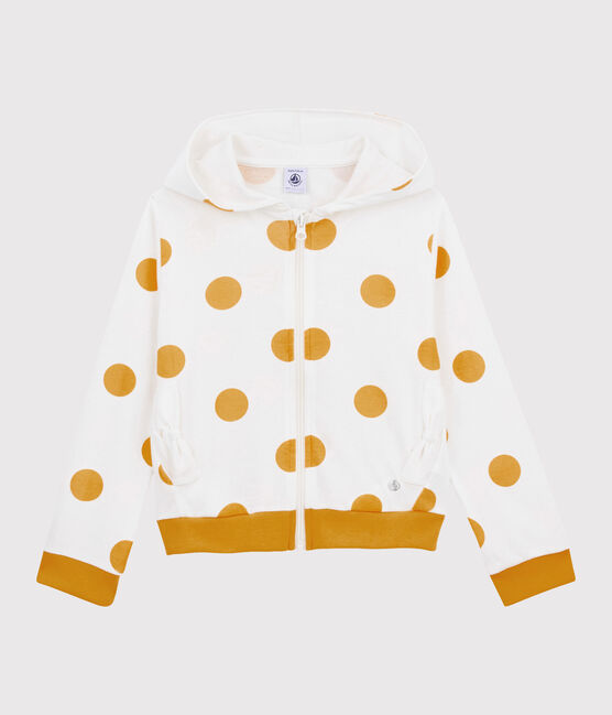 Felpa con cappuccio bambina bianco MARSHMALLOW/giallo BOUDOR