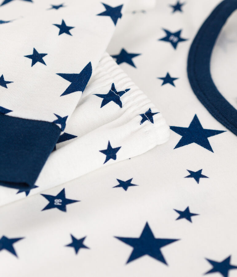 Pigiama in cotone con stelle stampate bambino bianco/blu