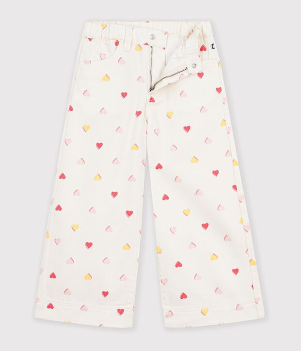 Pantaloni a gamba ampia in cotone bambino ecru/multicolore