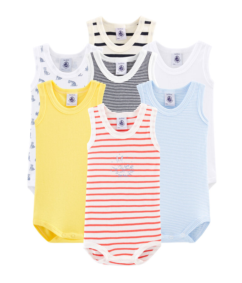Pochette a sorpresa di 7 body senza maniche beb&egrave; maschio multicolore