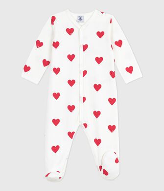 Tutina unisex per neonato in cotone con stampa a cuori