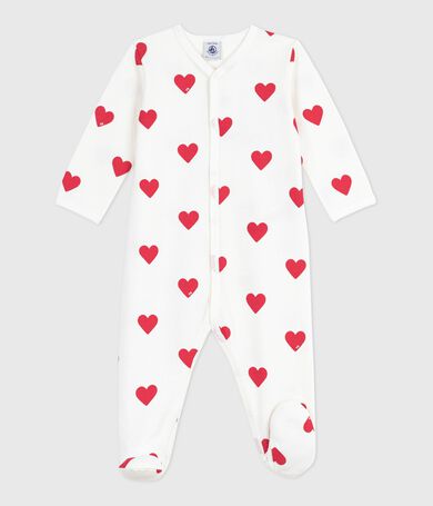 Tutina unisex per neonato in cotone con stampa a cuori