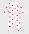 Tutina unisex per neonato in cotone con stampa a cuori bianco/rosso