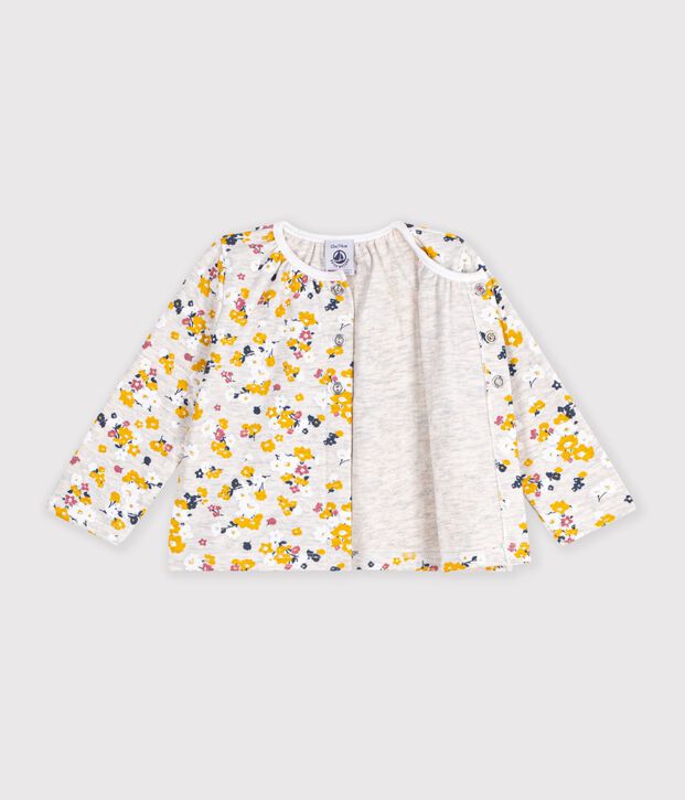 Cardigan beb&egrave; femmina in tubique beige/multicolore
