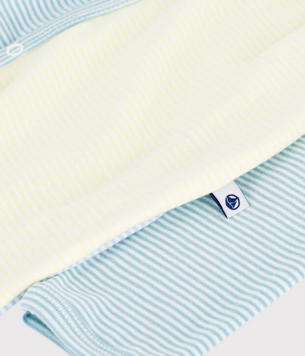 Pigiama in cotone con stampa a righe neonato verde/bianco